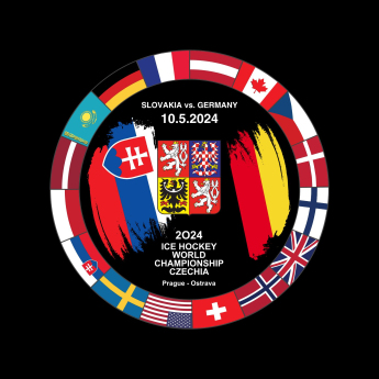 Hokejové reprezentace puk Ice Hockey World Championship Czechia MS 2024 Dueling 10.5.2024 Slovakia vs. Germany