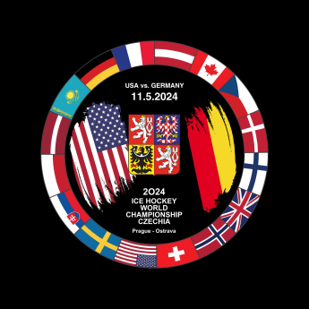 Hokejové reprezentace puk Ice Hockey World Championship Czechia MS 2024 Dueling 11.5.2024 USA vs. Germany