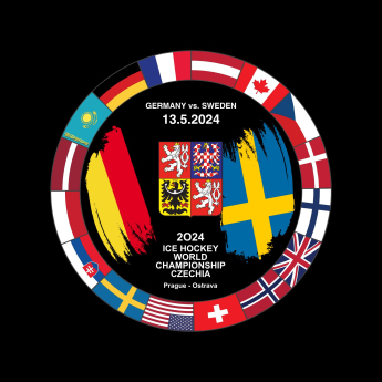 Hokejové reprezentace puk Ice Hockey World Championship Czechia MS 2024 Dueling 13.5.2024 Germany vs. Sweden