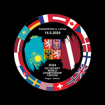 Hokejové reprezentace puk Ice Hockey World Championship Czechia MS 2024 Dueling 14.5.2024 Kazakhstan vs. Latvia