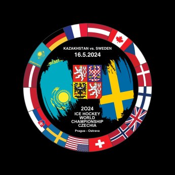 Hokejové reprezentace puk Ice Hockey World Championship Czechia MS 2024 Dueling 16.5.2024 Kazakhstan vs. Sweden