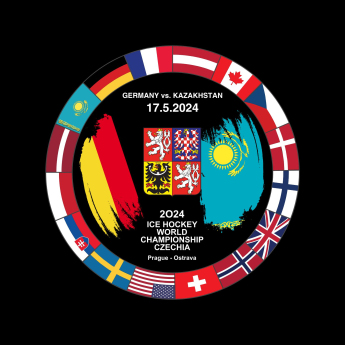 Hokejové reprezentace puk Ice Hockey World Championship Czechia MS 2024 Dueling 17.5.2024 Germany vs. Kazakhstan