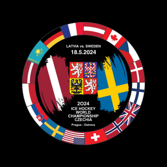 Hokejové reprezentace puk Ice Hockey World Championship Czechia MS 2024 Dueling 18.5.2024 Latvia vs. Sweden