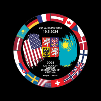 Hokejové reprezentace puk Ice Hockey World Championship Czechia MS 2024 Dueling 19.5.2024 USA vs. Kazakhstan