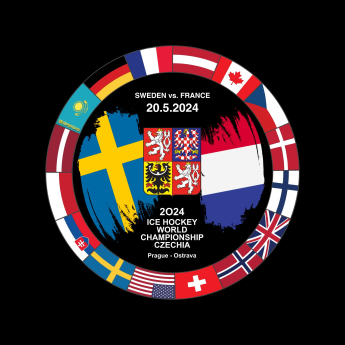 Hokejové reprezentace puk Ice Hockey World Championship Czechia MS 2024 Dueling 20.5.2024 Sweden vs. France