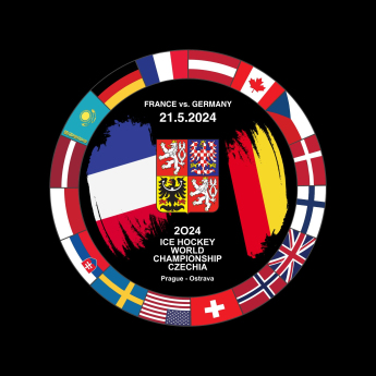 Hokejové reprezentace puk Ice Hockey World Championship Czechia MS 2024 Dueling 21.5.2024 France vs. Germany