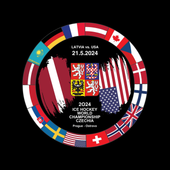 Hokejové reprezentace puk Ice Hockey World Championship Czechia MS 2024 Dueling 21.5.2024 Latvia vs. USA