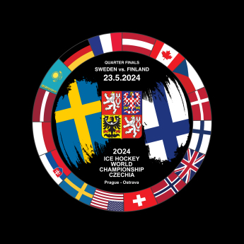 Hokejové reprezentace puk Ice Hockey World Championship Czechia MS 2024 Dueling 23.5.2024 Sweden vs. Finland