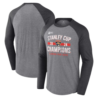 Florida Panthers pánské tričko s dlouhým rukávem 2024 Stanley Cup Champions Throwback Tri-Blend Raglan Long Sleeve