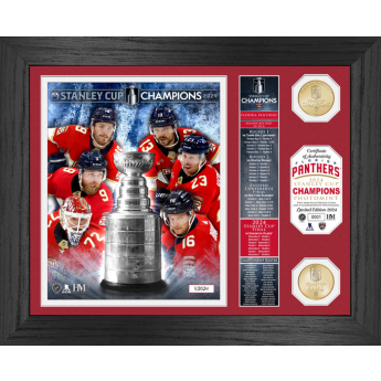 Florida Panthers sběratelská plaketa 2024 Stanley Cup Champions Banner Bronze Coin Photo Mint