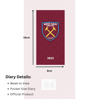 West Ham United diář Slim 2025