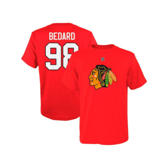 Chicago Blackhawks dětské tričko Connor Bedard Chicago Blackhawks Flat Name & Number Ctn Tee