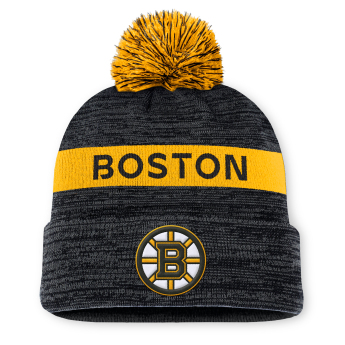 Boston Bruins zimní čepice Authentic Pro Rink Beanie Cuff With POM