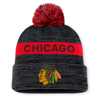 Chicago Blackhawks zimní čepice Authentic Pro Rink Beanie Cuff With POM