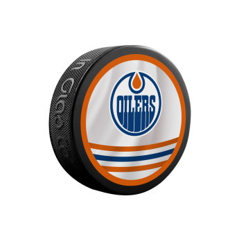 Edmonton Oilers puk reverse retro jersey souvenir collector hockey puck