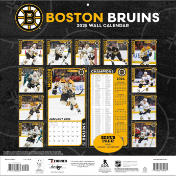 Boston Bruins kalendář 2025 Wall Calendar