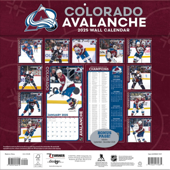 Colorado Avalanche kalendář 2025 Wall Calendar