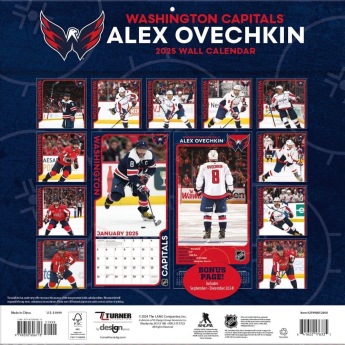 Washington Capitals kalendář Alexander Ovechkin #8 2025 Wall Calendar