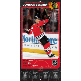 Chicago Blackhawks kalendář Connor Bedard 2025 Wall Calendar